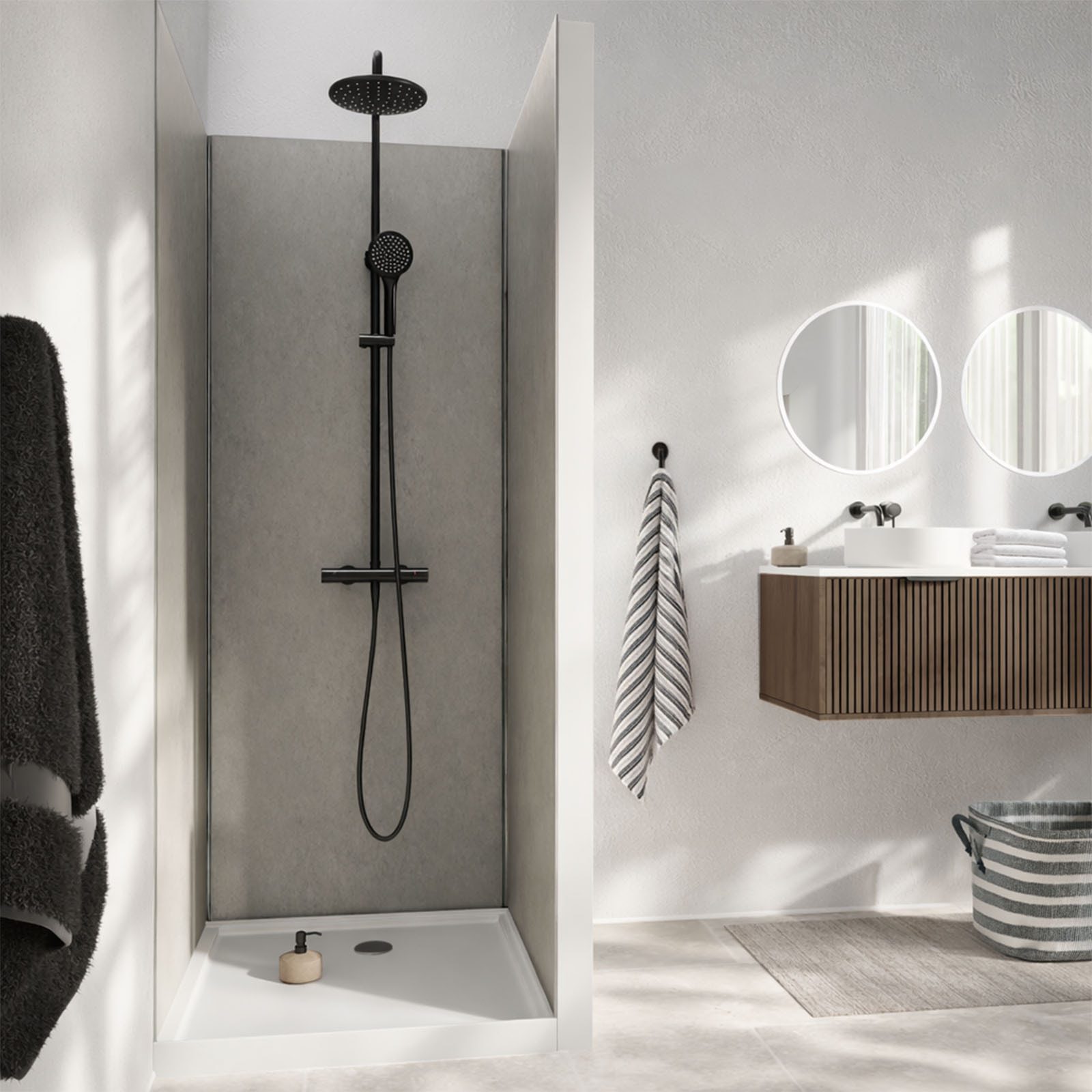 Pack 3 Panneaux Muraux Pierre Light Grey 90x210cm et Profilés Chrome - STONE'IT