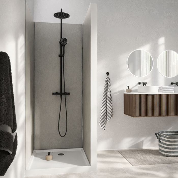 Pack 3 Panneaux Muraux Pierre Light Grey 90x210cm et Profilés Chrome - STONE'IT