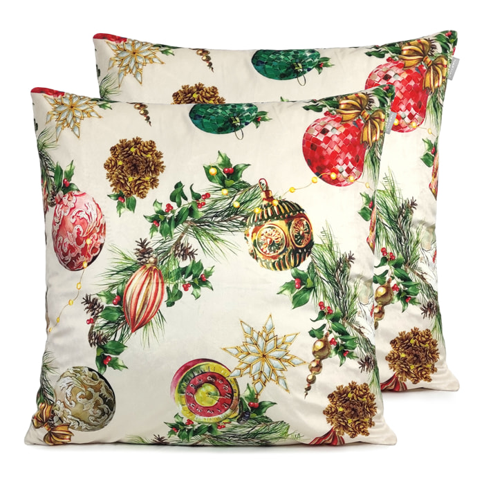 Lot de 2 housses de coussin en velour de Noël DECORATION 60x60 cm
