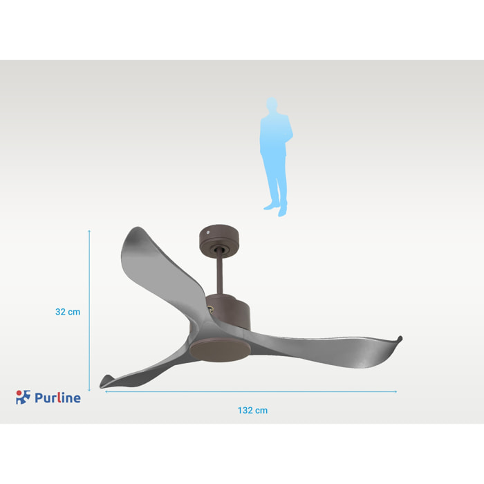 Ventilateur de plafond Réversible  Thermostat Wifi Moteur à courant continu Toits en pente Télécommande Mémoire 40   W Chocolat