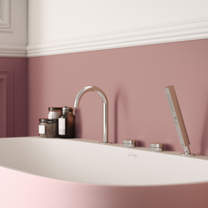 Mitigeur baignoire mécanique sur gorge Grands Boulevards chromé + pommeau de douche 2 jets + corps encastré