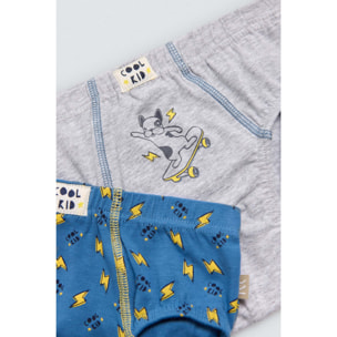 Confezione da 2 slip in cotone per bambini con stampa di un fulmine e di un cane