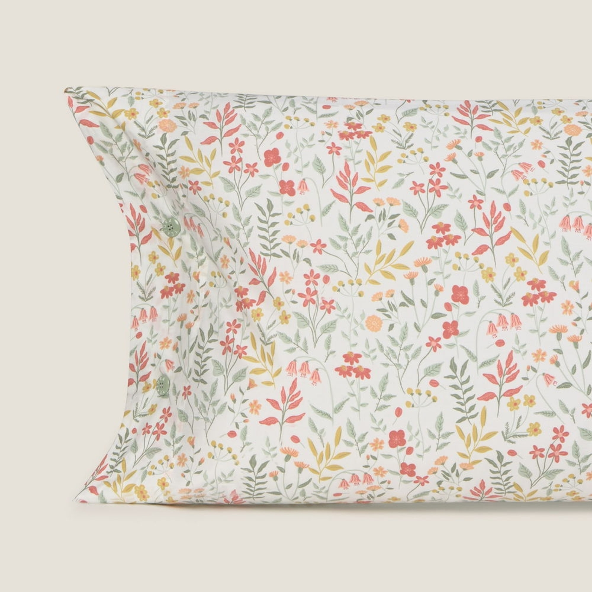 Funda de almohada de algodón 180 hilos floral Ferdu color verde 100% Algodón percal