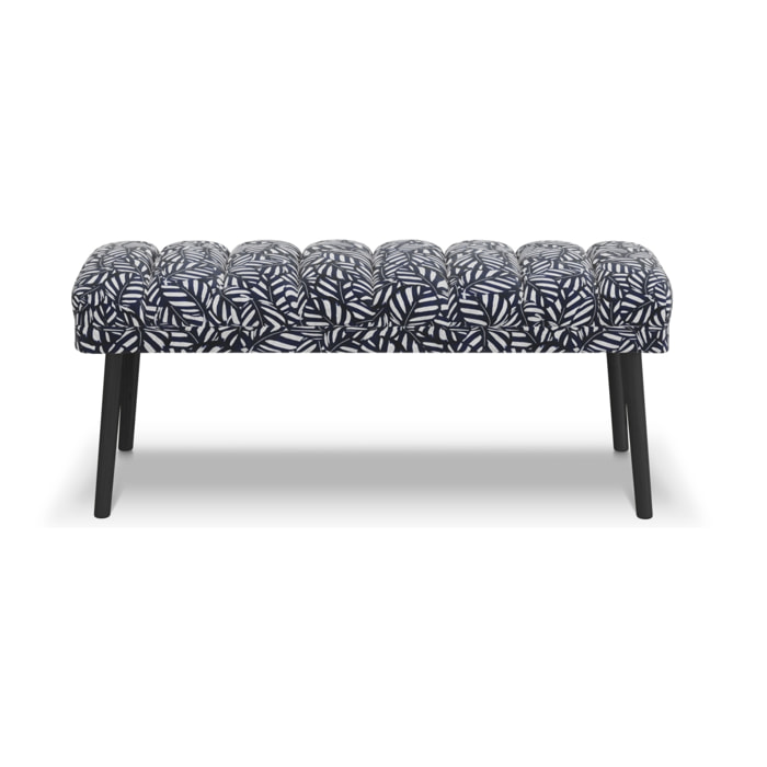 Banc "Frison" 2 places en velours motif bleu marine