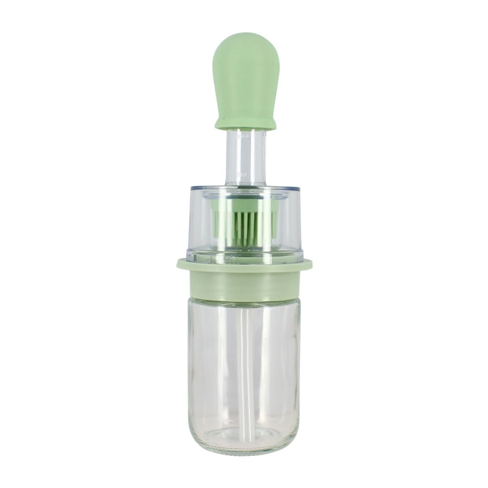 Bouteille d'huile avec brosse 18cl en verre et en plastique