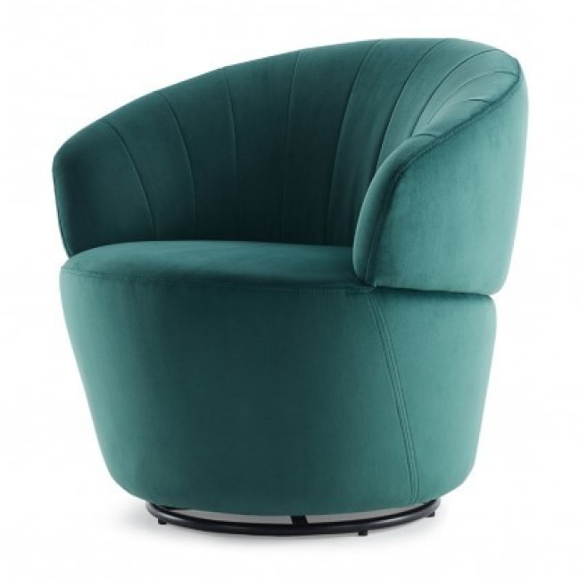 Fauteuil rond pivotant en velours - 5 coloris - ROMANE