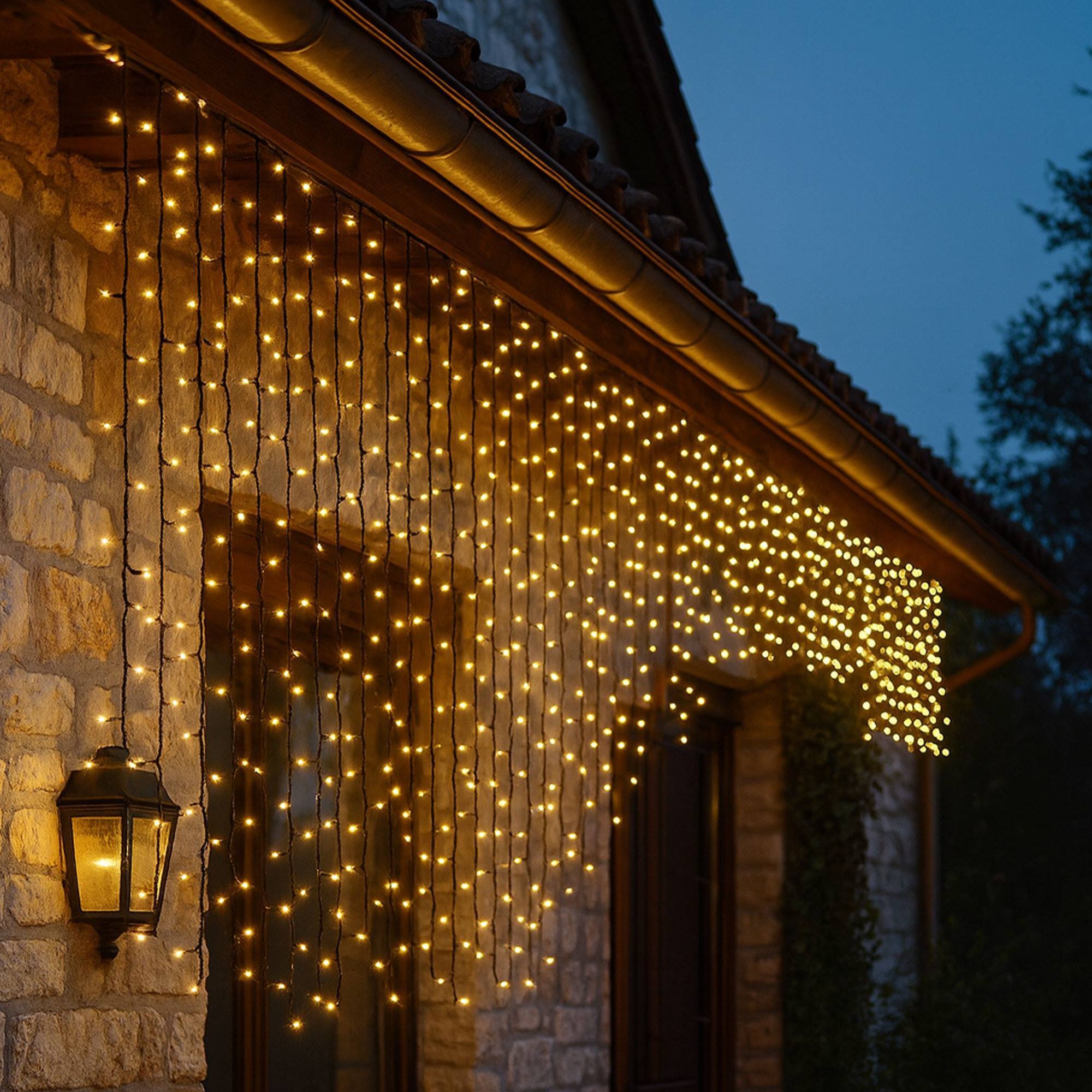 guirnaldas con 480 luces led en blanco cálido - cable 3m