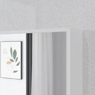 Armoire murale miroir salle de bain porte étagère 3 niches 60 x 15 x 76 cm blanc