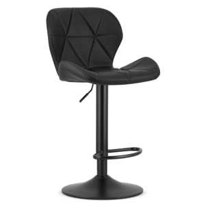 Sgabello da bar West in ecopelle nera con base regolabile