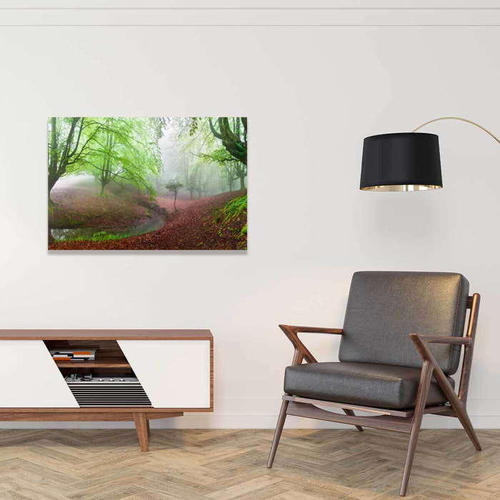 Tableau paysage de foret renaissance verte  Toile imprimée