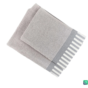 Set Spugna AMALFI 2 Pezzi: Viso+Ospite - Grigio - 450 gr/m² - Puro Cotone