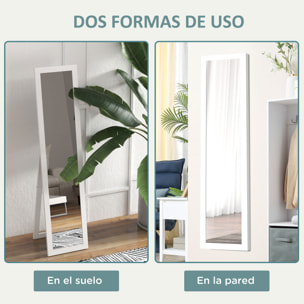 Espejo de Cuerpo Entero 37x155 cm Espejo de Pie Espejo de Pared Forma Rectangular con Marco de Madera Decorativo para Salón Dormitorio Pasillo Blanco