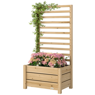 Jardinière avec treillis pour plantes grimpantes bois pin clair