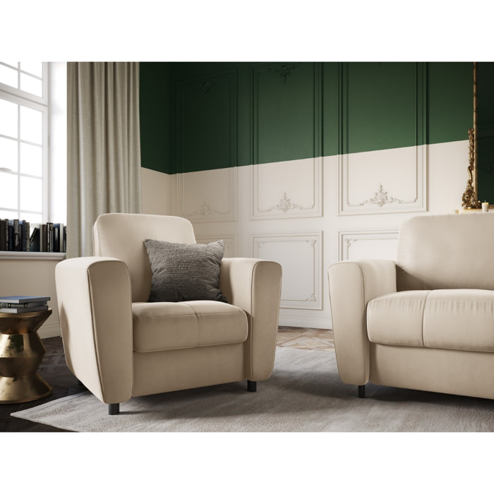 Fauteuil "Audra" en velours beige