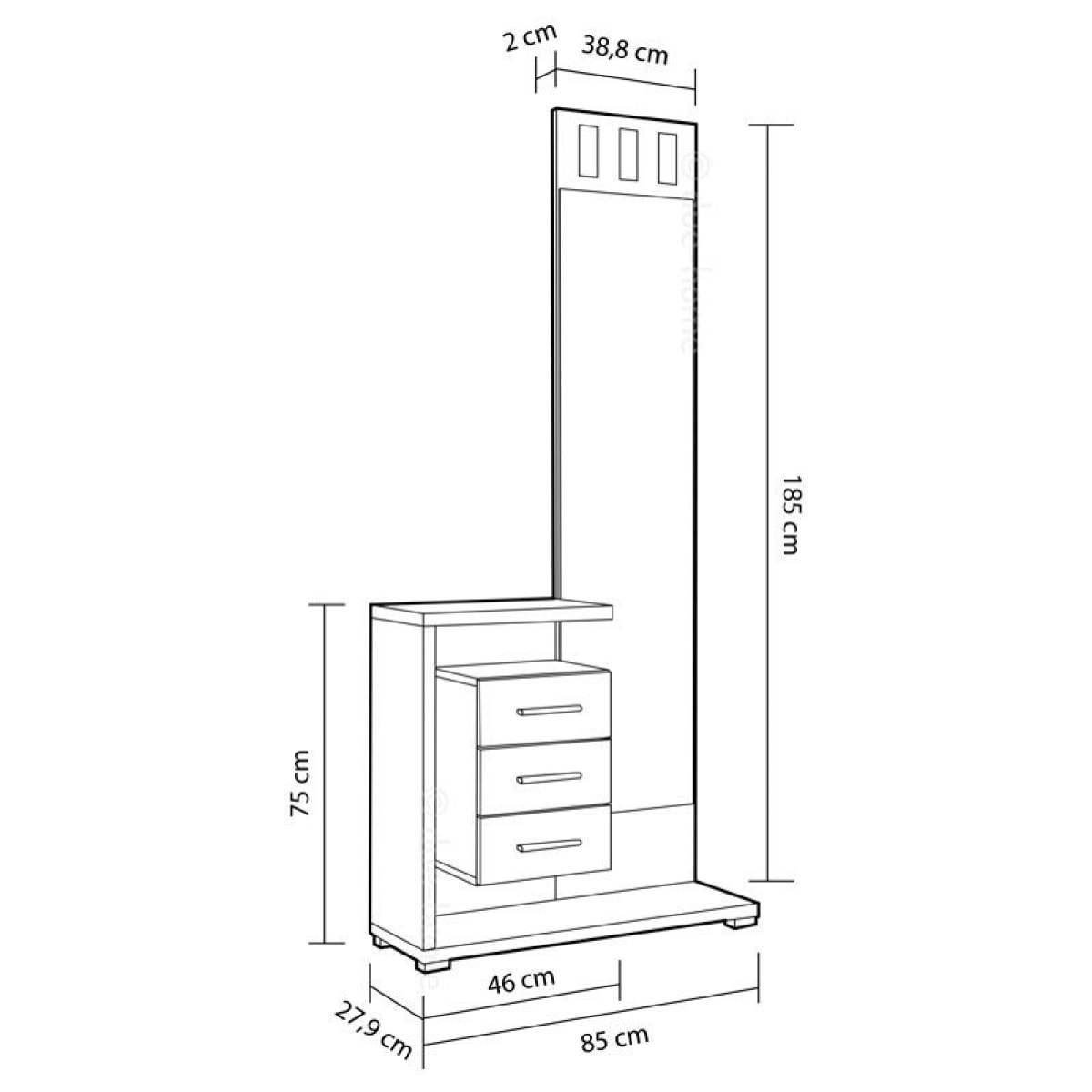 Mueble de recibidor Prisma Cambria - Blanco