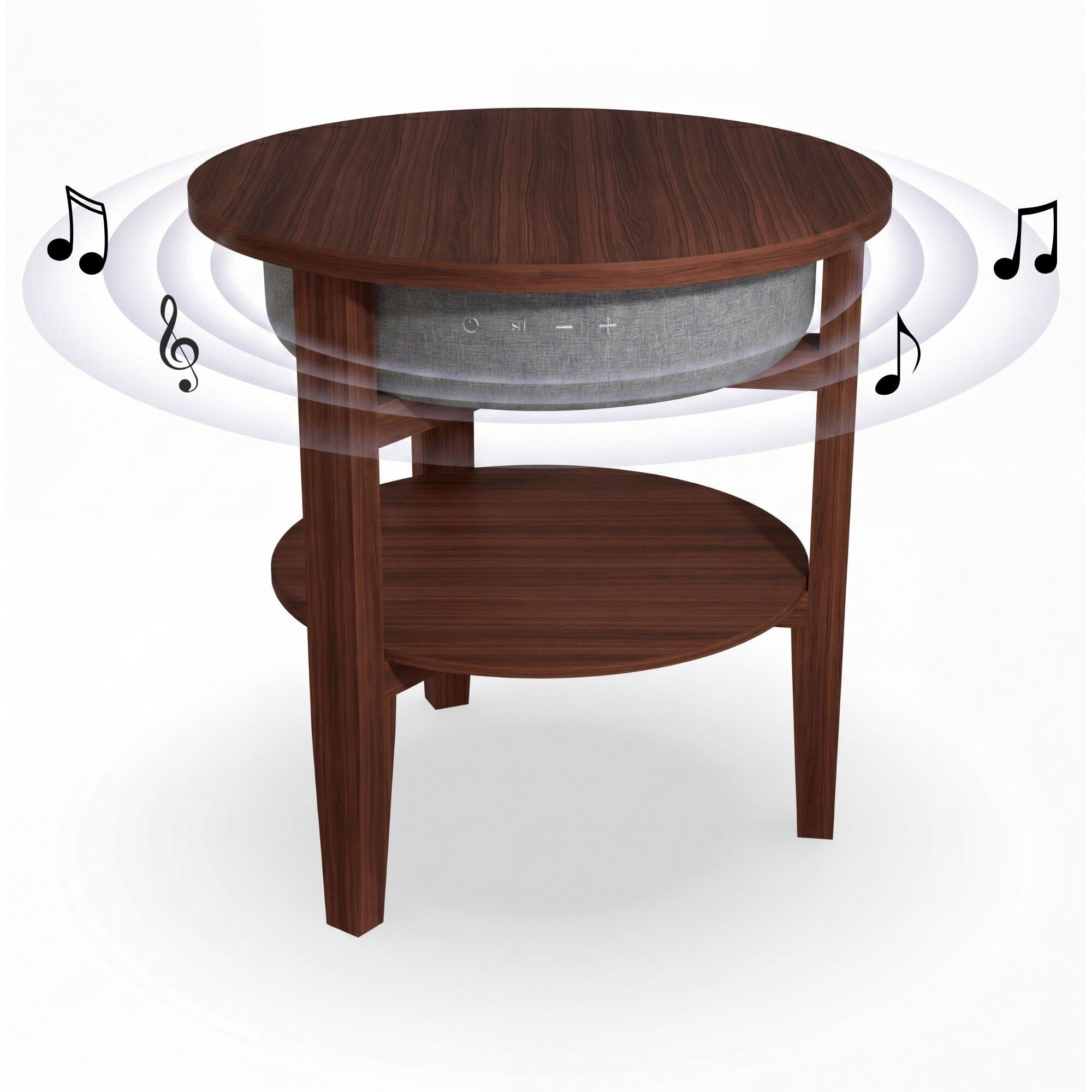 Mesa auxiliar altavoz portátil con sonido de 30W, Bluetooth, base de carga inalámbrica, batería de 2200mAh. Mesilla o mesita para dormitorio o sala de estar - TD Systems SM30B11WR8B [Madera roble]