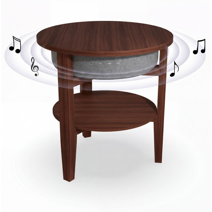Mesa auxiliar altavoz portátil con sonido de 30W, Bluetooth, base de carga inalámbrica, batería de 2200mAh. Mesilla o mesita para dormitorio o sala de estar - TD Systems SM30B11WR8B [Madera roble]