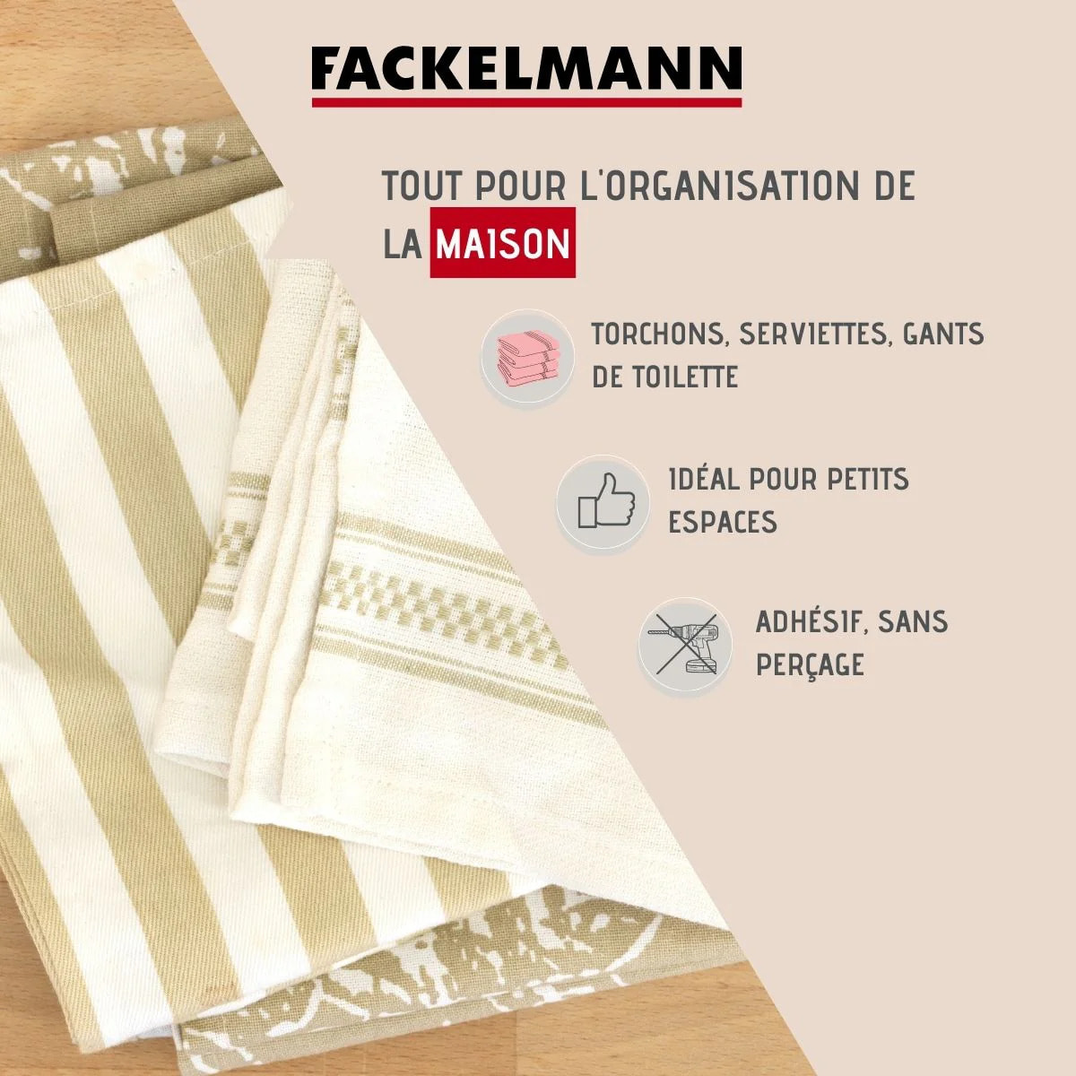 Ensemble de 6 crochets adhésifs universels ovales Fackelmann Tecno