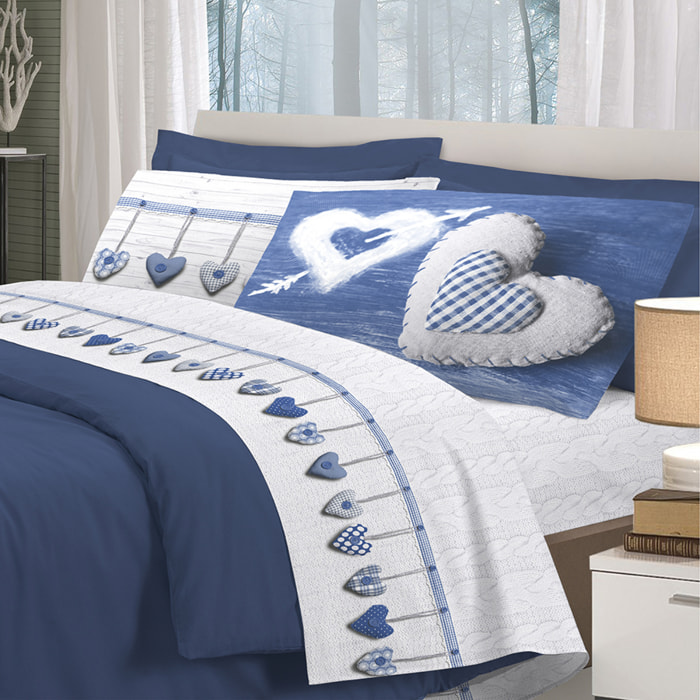 Completo letto cuore appeso blu