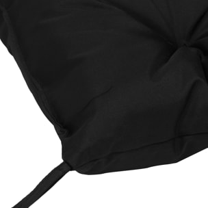 Cojín para Banco con Respaldo Cojín de Palet de 2 Plazas Cojín de Columpio Cojín de Jardín con 6 Cordones de Fijación 100x98x8 cm Negro