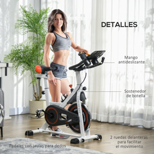 Bicicleta Estática con Resistencia Regulable Bici Estática Bicicleta de Fitness con Volante de Inercia 8 kg Pantalla LCD Manillar y Asiento Ajustable para Casa Gimnasio Blanco