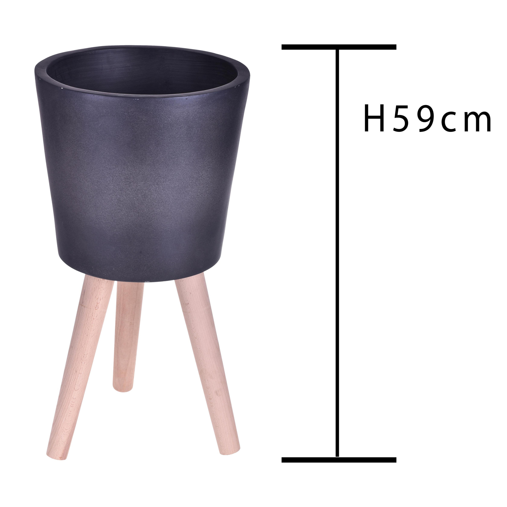 Vaso Con Gambe Faggio. Misure 31X59 Cm - Pezzi 1 - 31X59X31cm - Colore: Grigio - Bianchi Dino - Decori Casa E Complementi