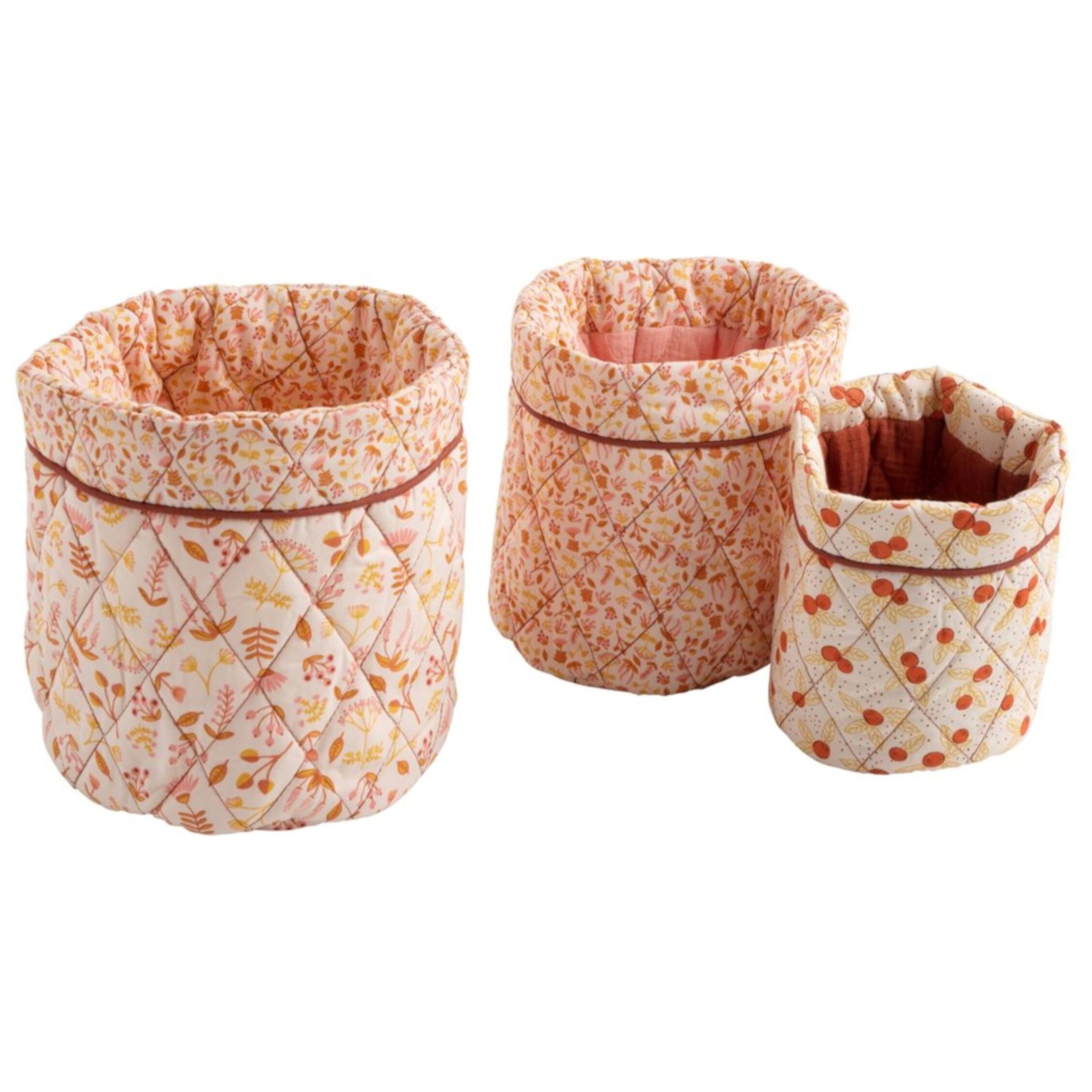 Lot de 3 panières gigognes  en coton rose