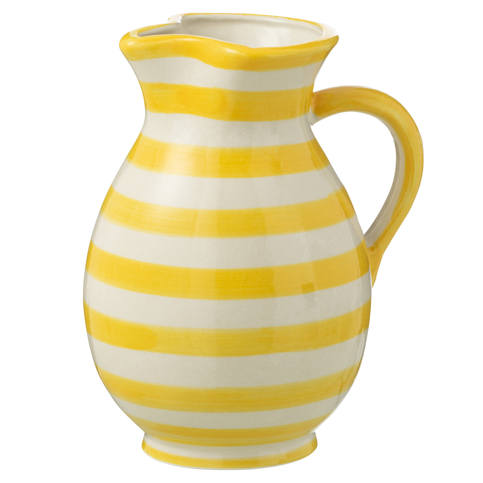 J-Line cruche Granada Stripes - céramique - blanc/jaune - medium