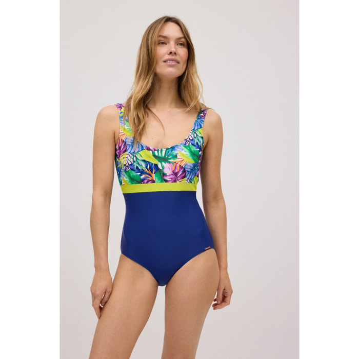Costume da bagno snellente con dettagli stampa tropicale