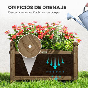 Jardinera de Madera Elevada Huerto Urbano Madera para Cultivar Plantas Flores Hierba Jardinera Rectangular para Jardín Balcón Terraza 60x39x37 cm Café Oscuro