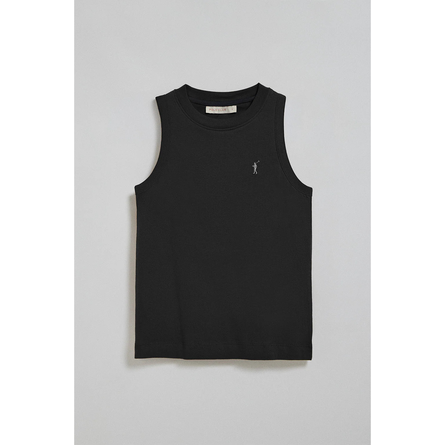 Camiseta básica negra sin mangas y cuello redondo con logo bordado Rigby Go