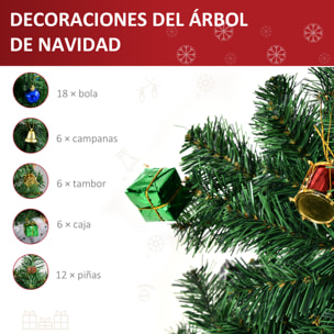 Árbol de Navidad 150 cm Incluye Decoración Artificial Verde y Blanco