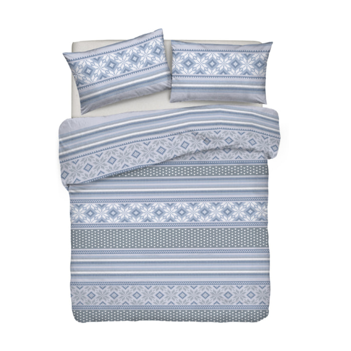 Parure Copripiumino in 100% Cotone Made In Italy Norvegia Blu