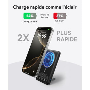 Batterie externe INIU 5000 mAh MagPro slim noir