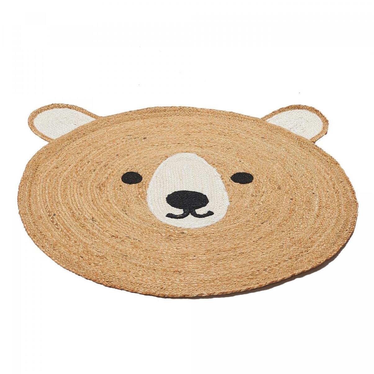 Tapis rond fait main en jute motif animaux LOMI