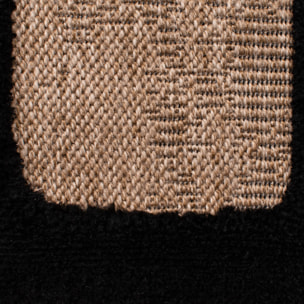 PALMA - Tapis aspect jute à motif abstrait en relief - Noir