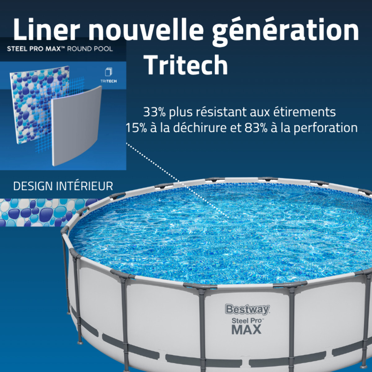 Bestway Piscine hors sol tubulaire ronde Bestway Steel Pro Max 488 x 122 cm gris clair