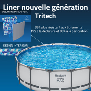Bestway Piscine hors sol tubulaire ronde Bestway Steel Pro Max 488 x 122 cm gris clair