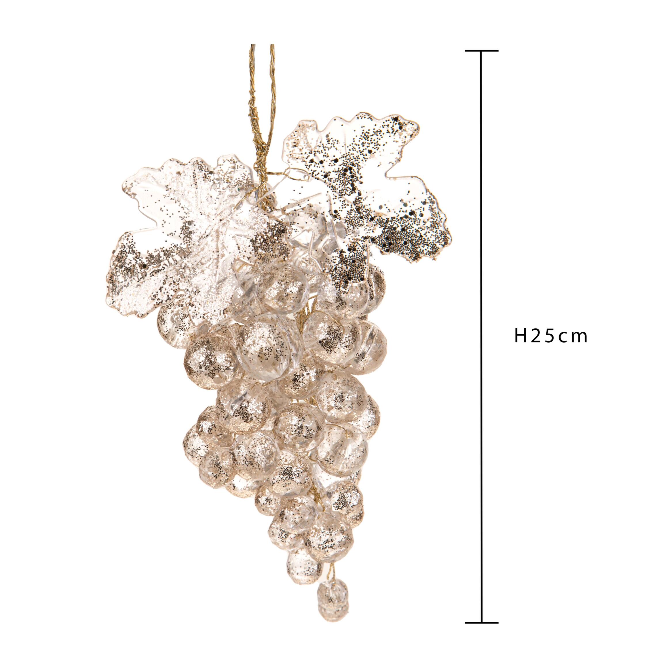 Decoro uva natalizia - Pezzi 6 - 12xH25x12cm - Bianchi Dino SpA