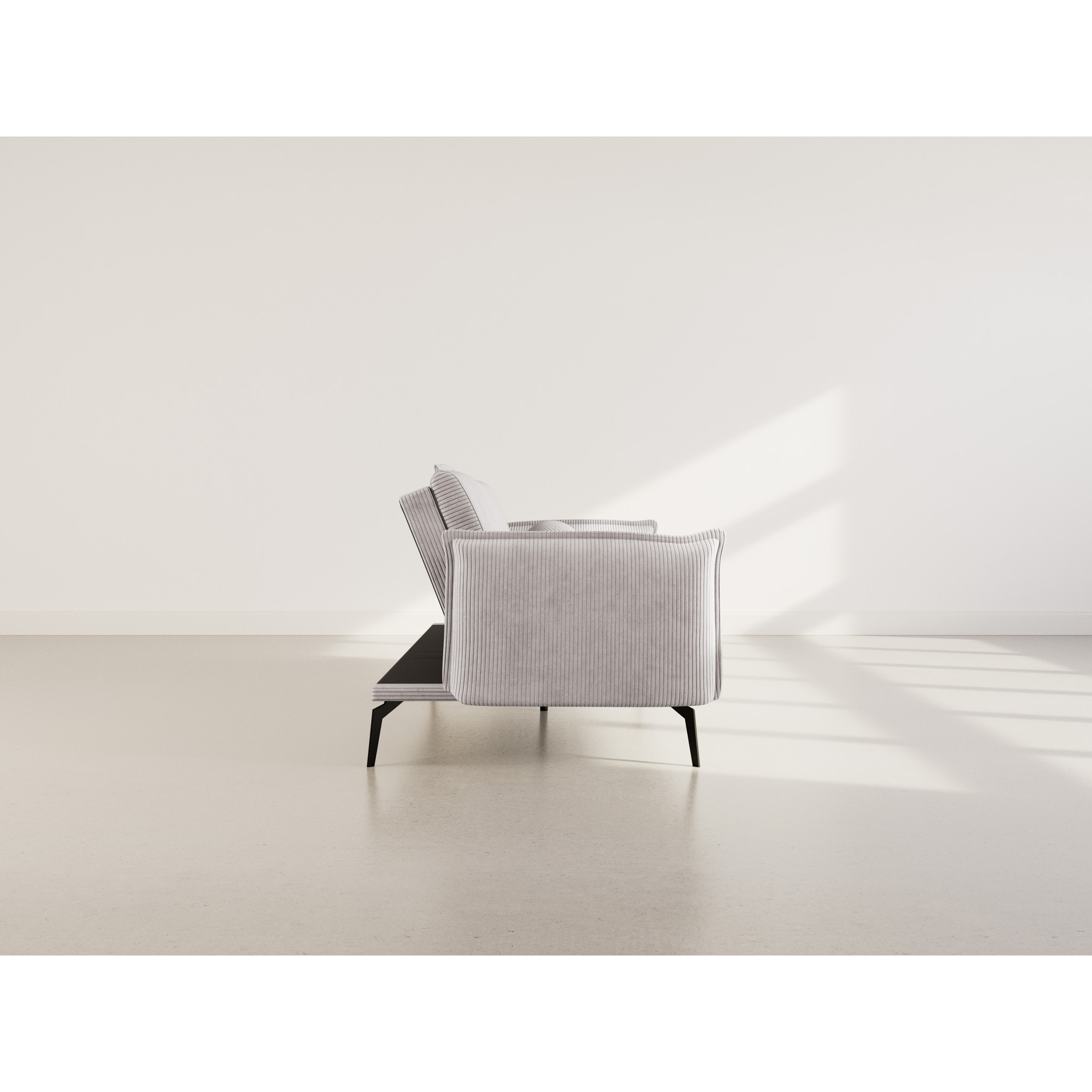 Lexie - Canapé convertible clic-clac 2 places en velours côtelé - Gris clair