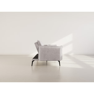 Lexie - Canapé convertible clic-clac 2 places en velours côtelé - Gris clair