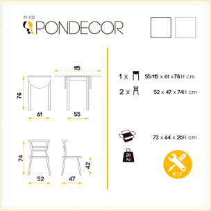Conjunto – Mesa y 2 sillas