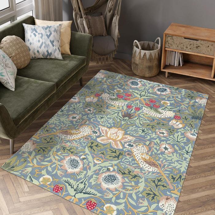 Tapis salon et chambre fait à la main en laine motif floral OLHA