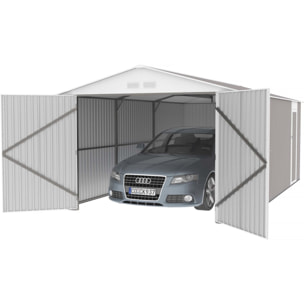 Garage métal "Nevada" - 18,56m² avec gouttière et récupérateur d'eau