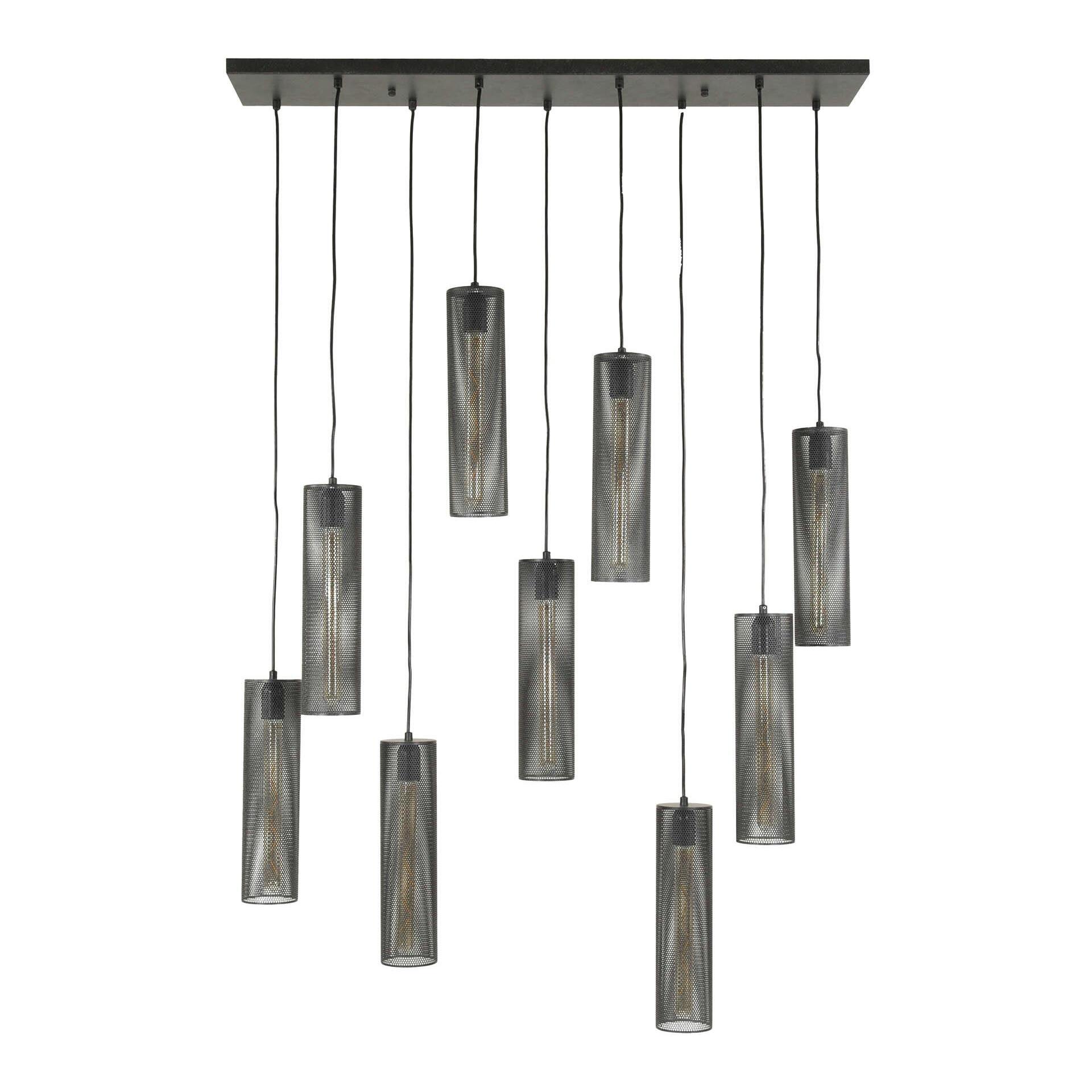 Suspension contemporaine grillagée 9 abat-jour RALF