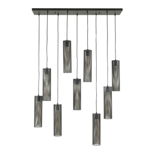 Suspension contemporaine grillagée 9 abat-jour RALF