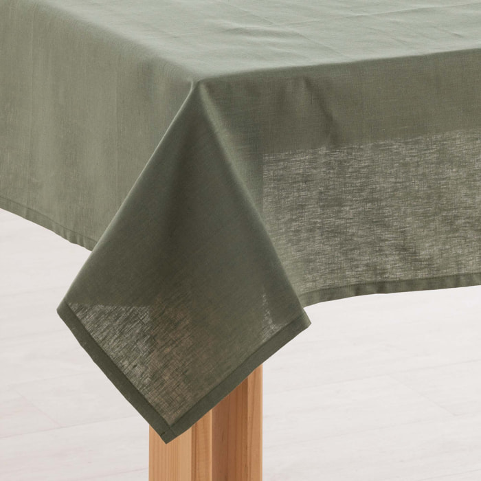 Nappe hydrofuge anti-taches en lin 100% armée verte