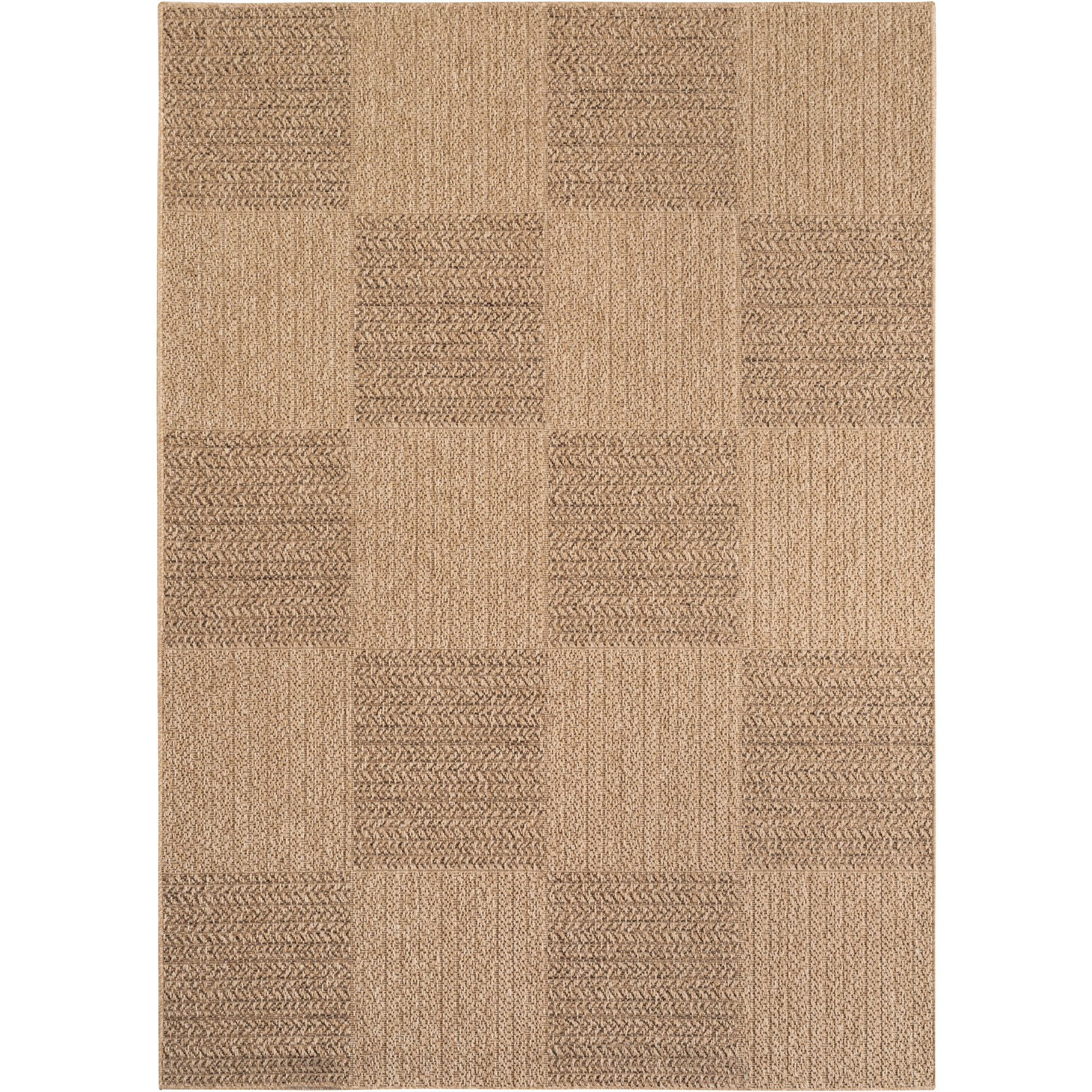 LINORA - Tapis intérieur/extérieur beige effet jute à motif damier