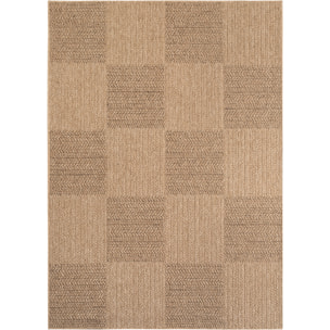 LINORA - Tapis intérieur/extérieur beige effet jute à motif damier