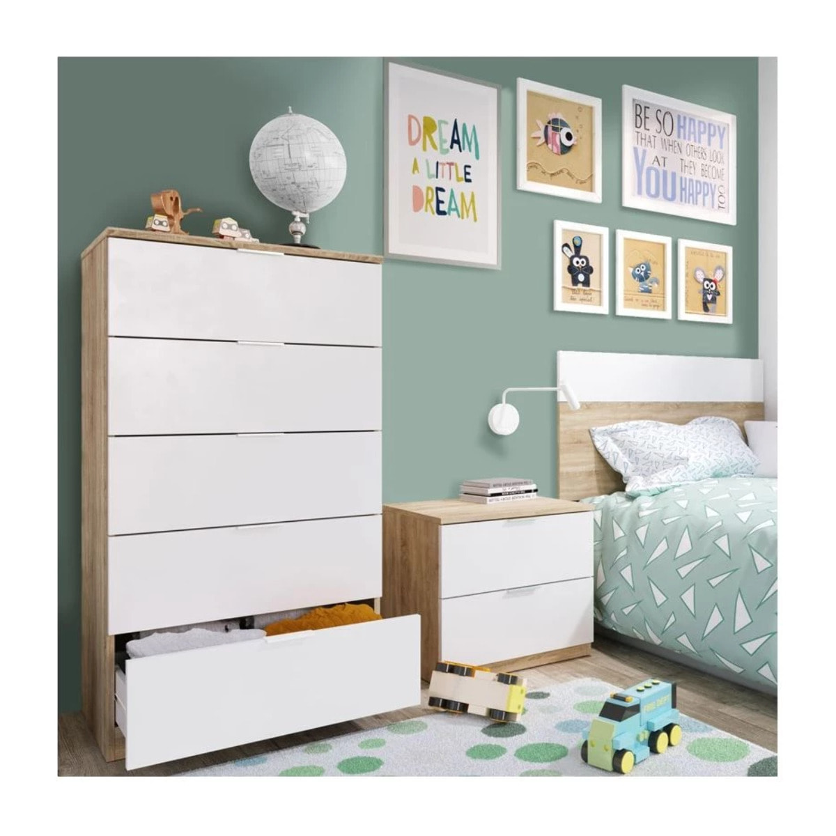 Cómoda Luca Blanco Artik (Blanco Mate) - Roble Canadian